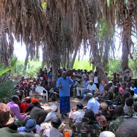 Members of local tribes gather around for an inter-conservancy peace meeting.