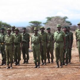 Community scouts in army style formation.