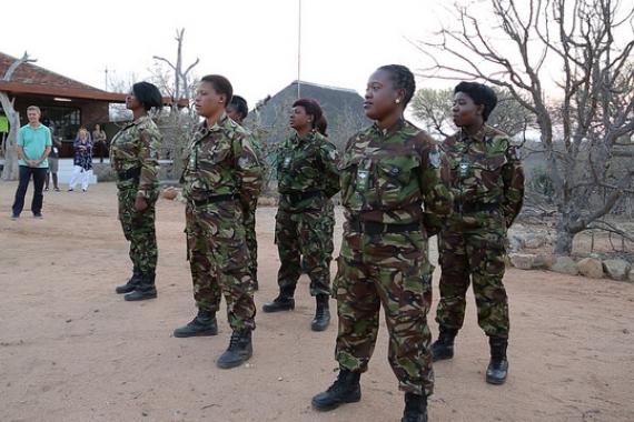 Black Mambas. Photo UNEP Black Mamba anti-poaching unit stand to attention in what looks to be a training ground